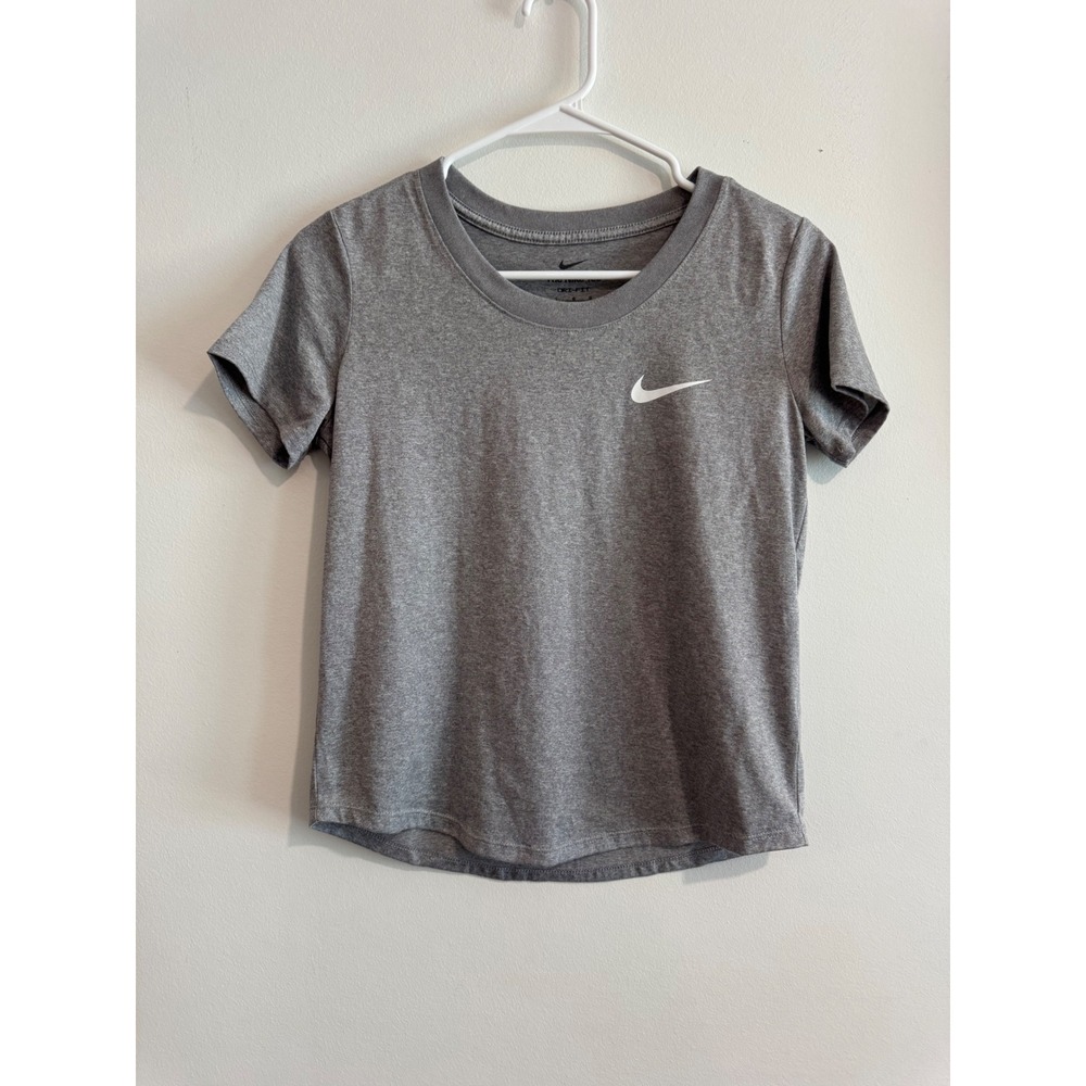Nike Dri-FIT Short Sleeve Tee Girls Large Gray Heathered Moisture Wicking